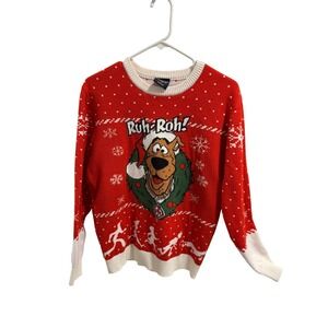 Scooby Doo Ruh Roh Ugly Christmas Sweater Men Size S Red Acrylic